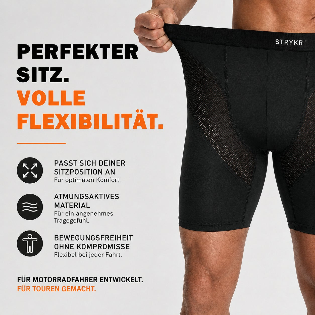 Ride Short — flexibel und flach, getragen unter jeder Hose