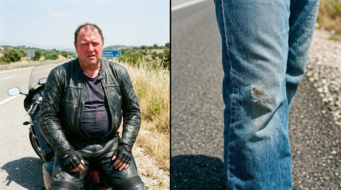 Leder vs. Jeans Sturz